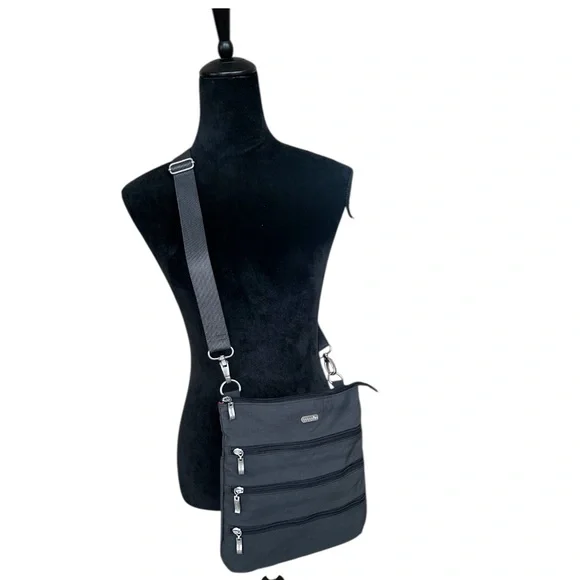 Baggallini Crossbody Bag Gray MultiPocket Travel Purse Adjustable Strap Wristlet - Picture 1 of 11